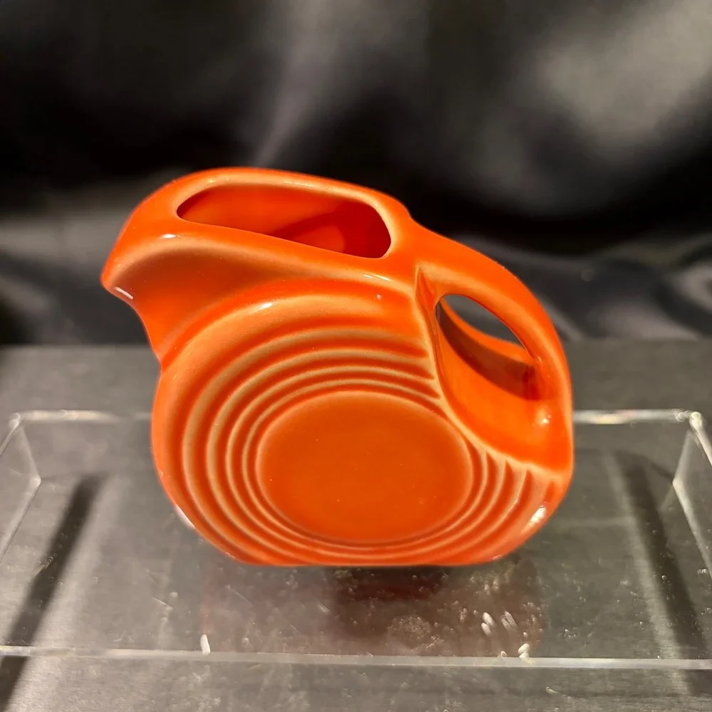 Fiesta HLC USA Poppy Orange Ceramic Disc Pitcher Mini Creamer Art Deco Ring